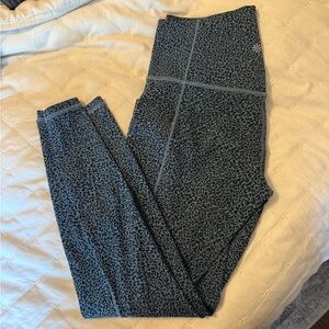 Athleta Dark Teal Leopard Print High-Waist Leggings